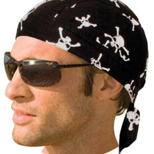 HW2610 Headwrap White Crossbones