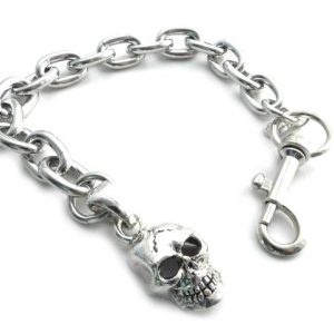 BC11-SKXL Skull Pendant on link Chain Bracelet 8"