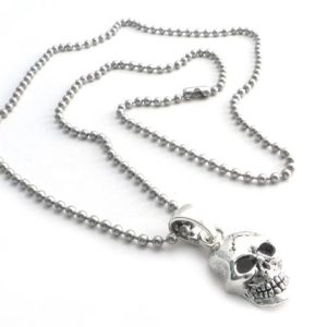 NSBC-SKXL Skull Pendant on Stainless Steel 30" shot beed ball chain