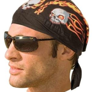 HW2611 Headwrap Flaming Skulls