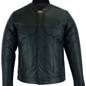 DS788 Men's Full Cut Leather Shirt with Zipper/Snap Front