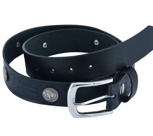 BLT2012 Classic Black Leather Belt with Buffalo Nickel