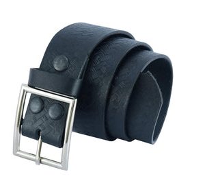 BLT2015 Timeless Black Basket Weave Pattern Leather Belt