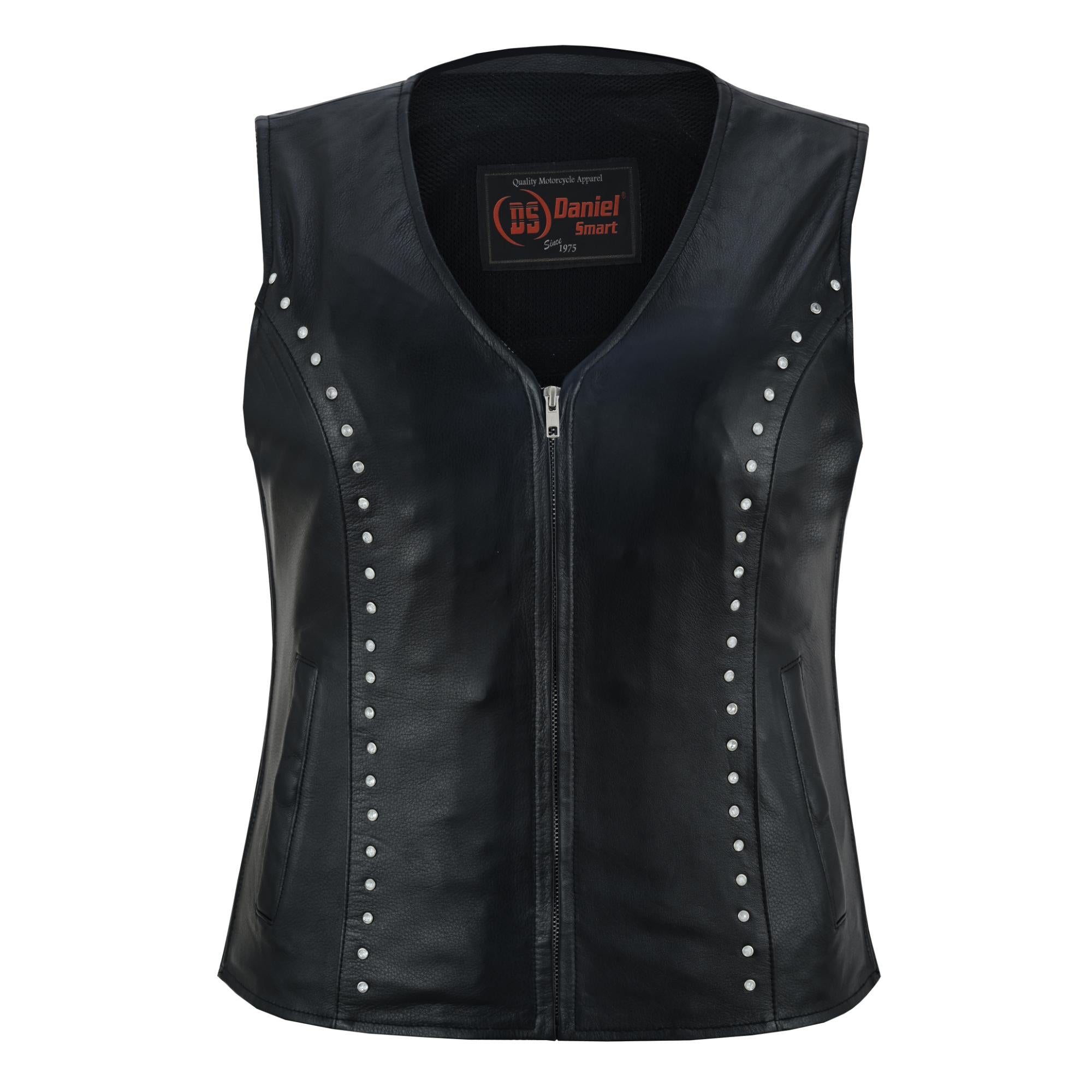 Biker Babe Women’s Studded Leather Motorcycle Vest - Image 3