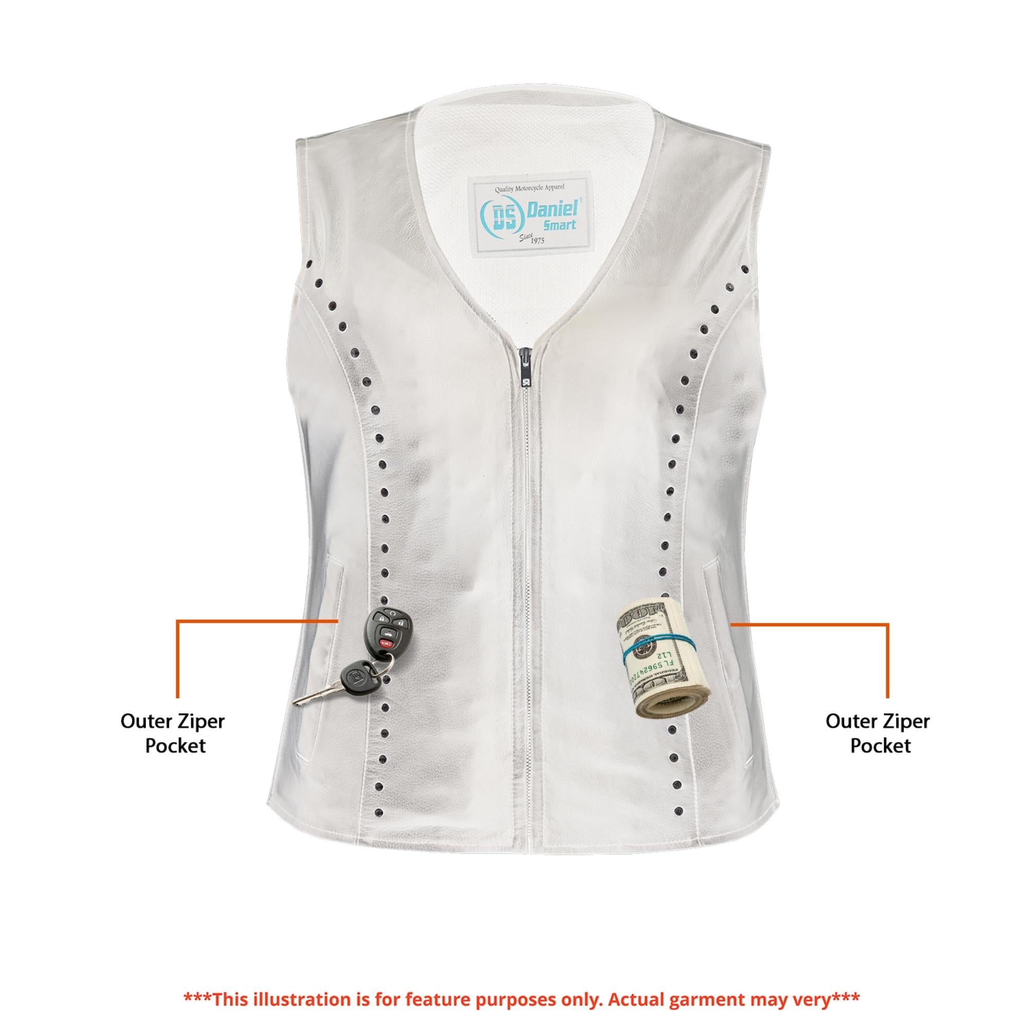 Biker Babe Women’s Studded Leather Motorcycle Vest - Image 4