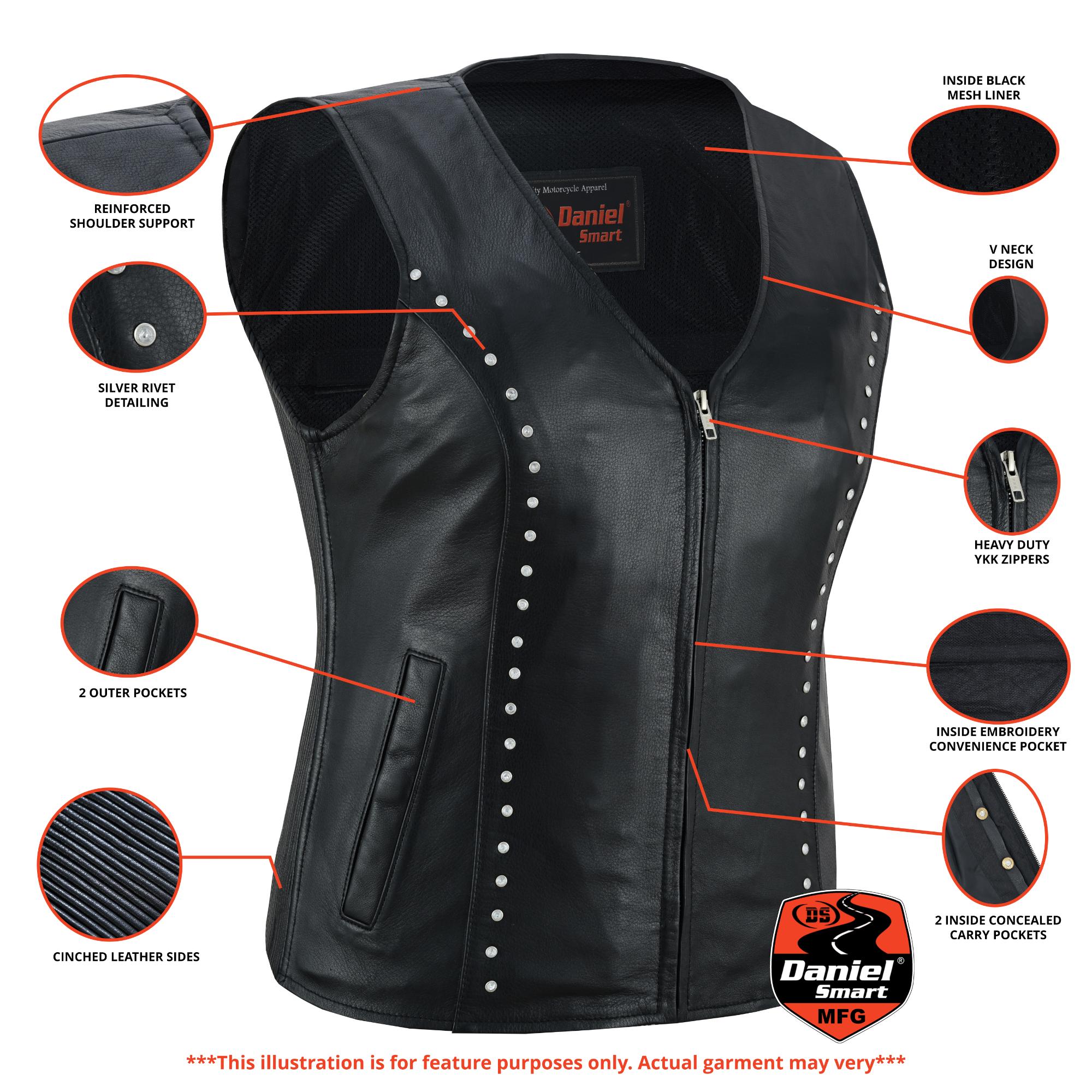 Biker Babe Women’s Studded Leather Motorcycle Vest - Image 2