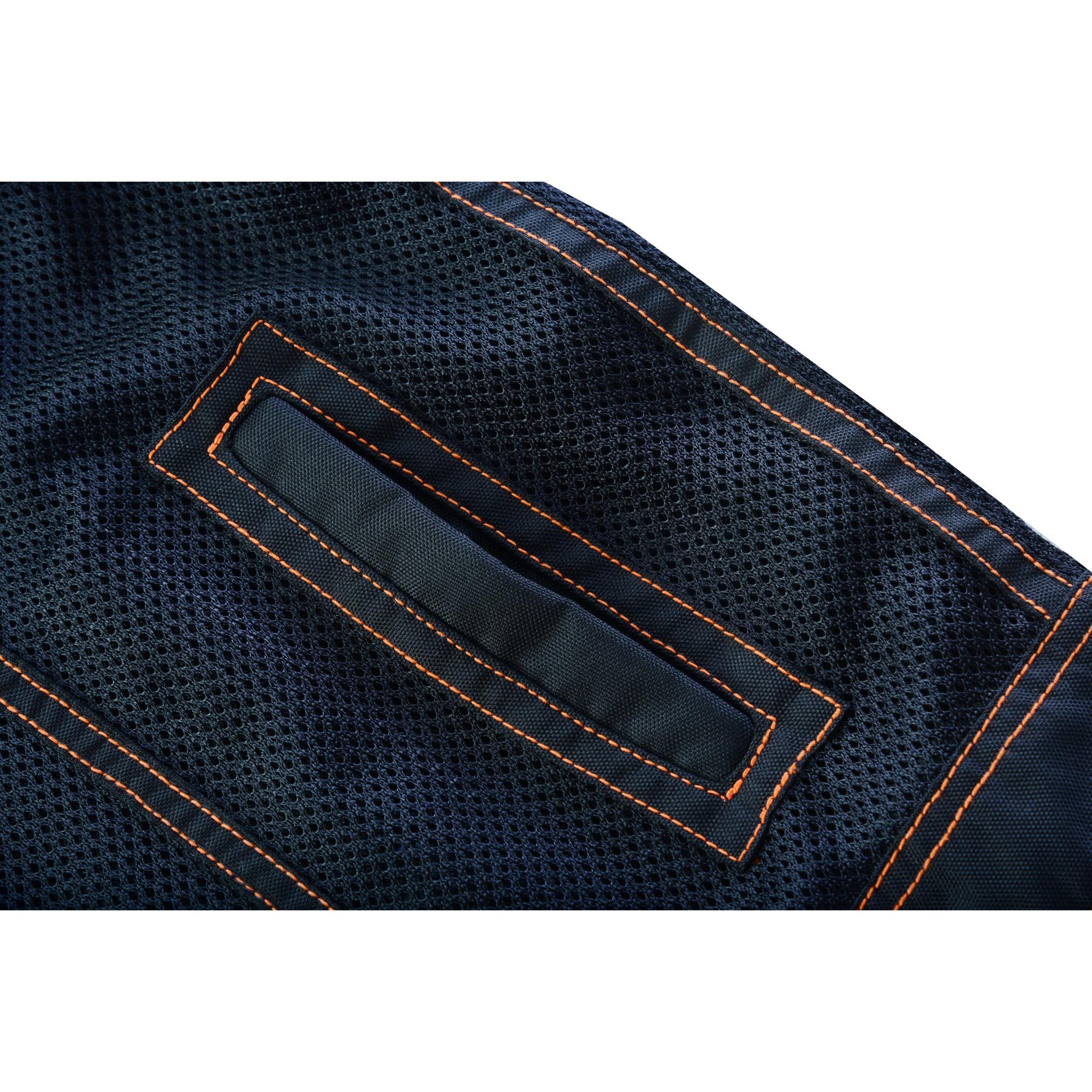 Night Tiger Men’s Black Mesh Textile Vest with Orange Diamond Stitch - Image 9