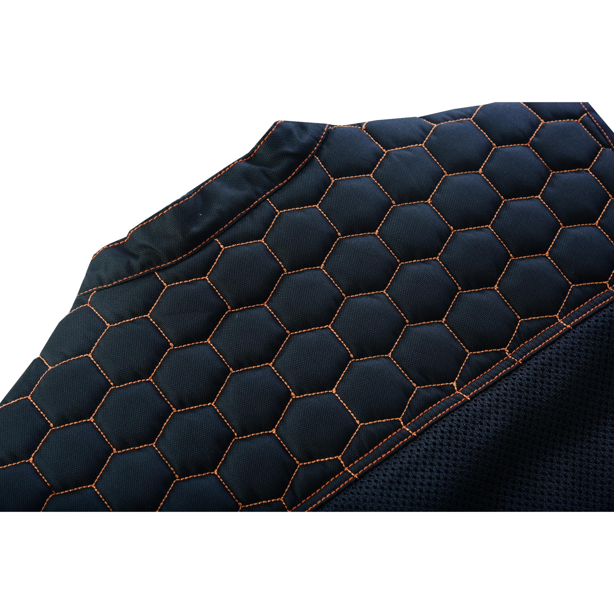 Night Tiger Men’s Black Mesh Textile Vest with Orange Diamond Stitch - Image 11