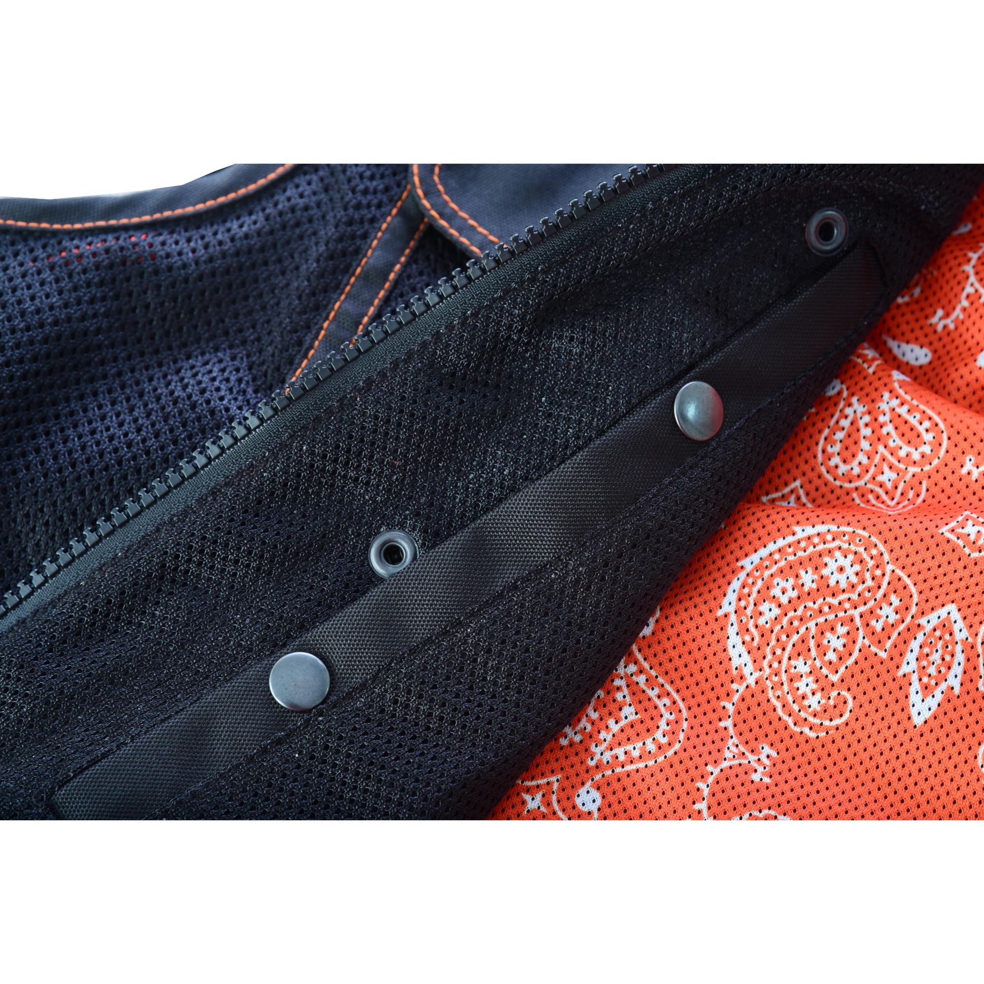 Night Tiger Men’s Black Mesh Textile Vest with Orange Diamond Stitch - Image 18