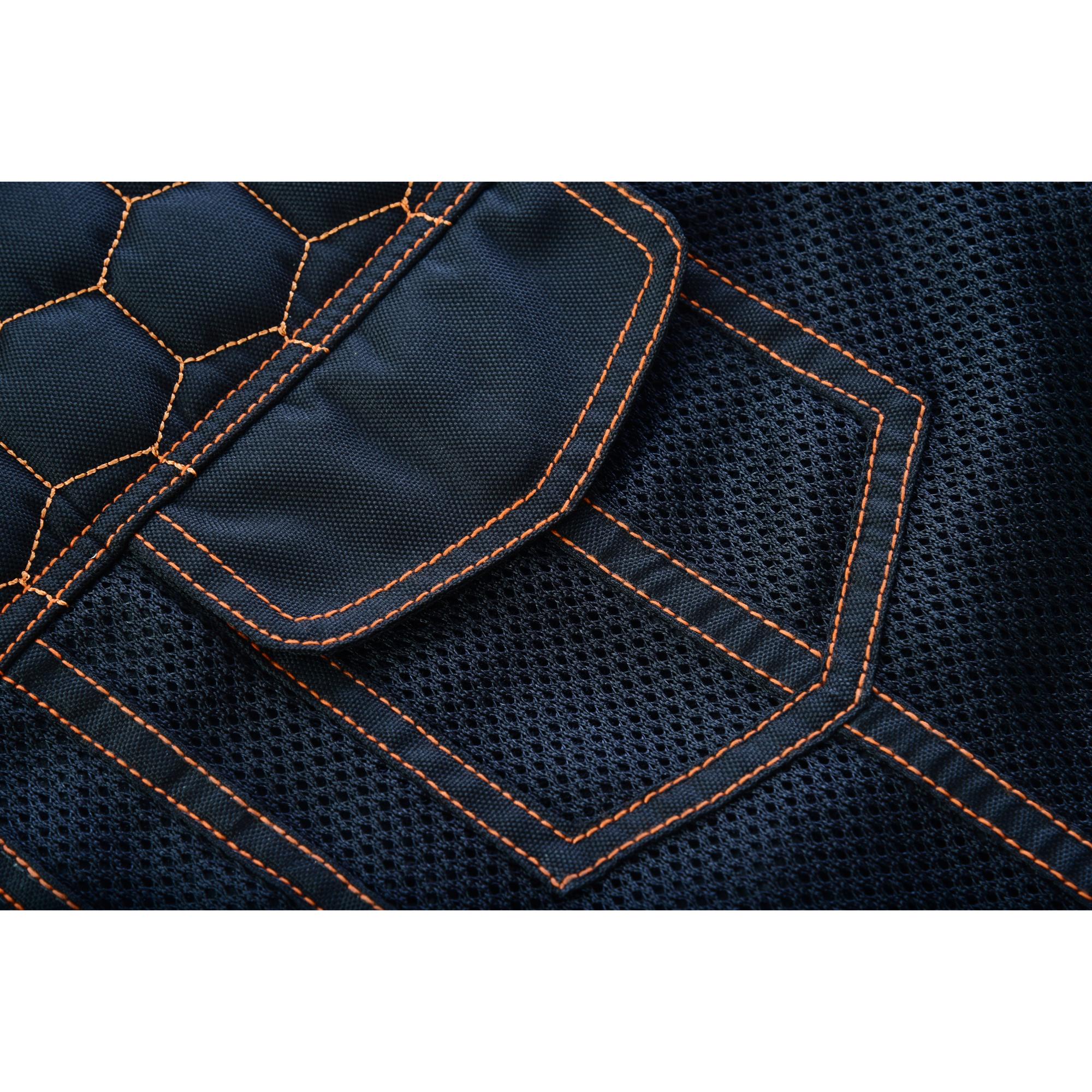 Night Tiger Men’s Black Mesh Textile Vest with Orange Diamond Stitch - Image 20