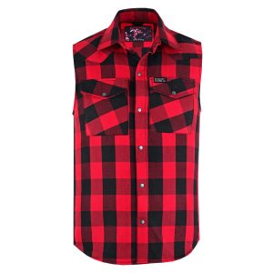 Red Styler Men’s Red and Black Sleeveless Flannel