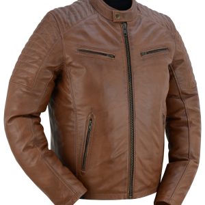 Copper Slayer Men's Sheepskin Leather Fashion Jacket with Snap Button