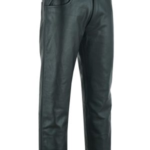 DS451 Men's Black Classic 5 Pocket Casual Motorcycle Leather Pants