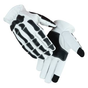 Glove Grace White and Black Skeleton Hand Riding Glove